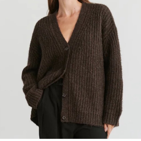 Jenni Kayne Cozy Brown wool cardigan Women´s Sweater XL